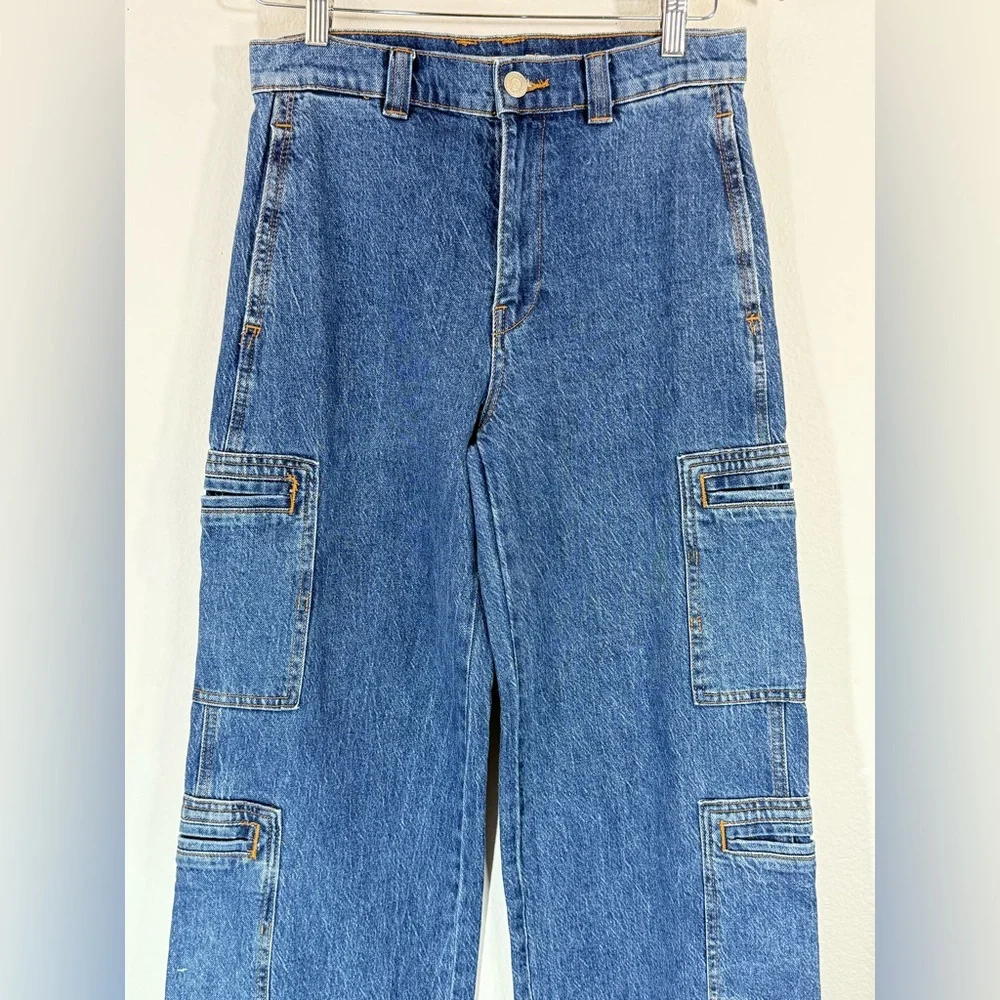 HUDSON Women’s High Rise Cargo Wide Leg Denim Jeans Blue 27 NWT - Picture 8 of 16